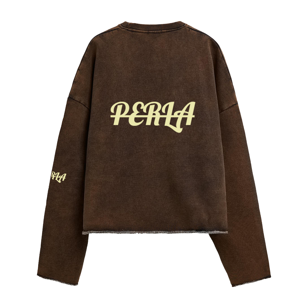 Oversized Cropped Hem Cut Crewneck