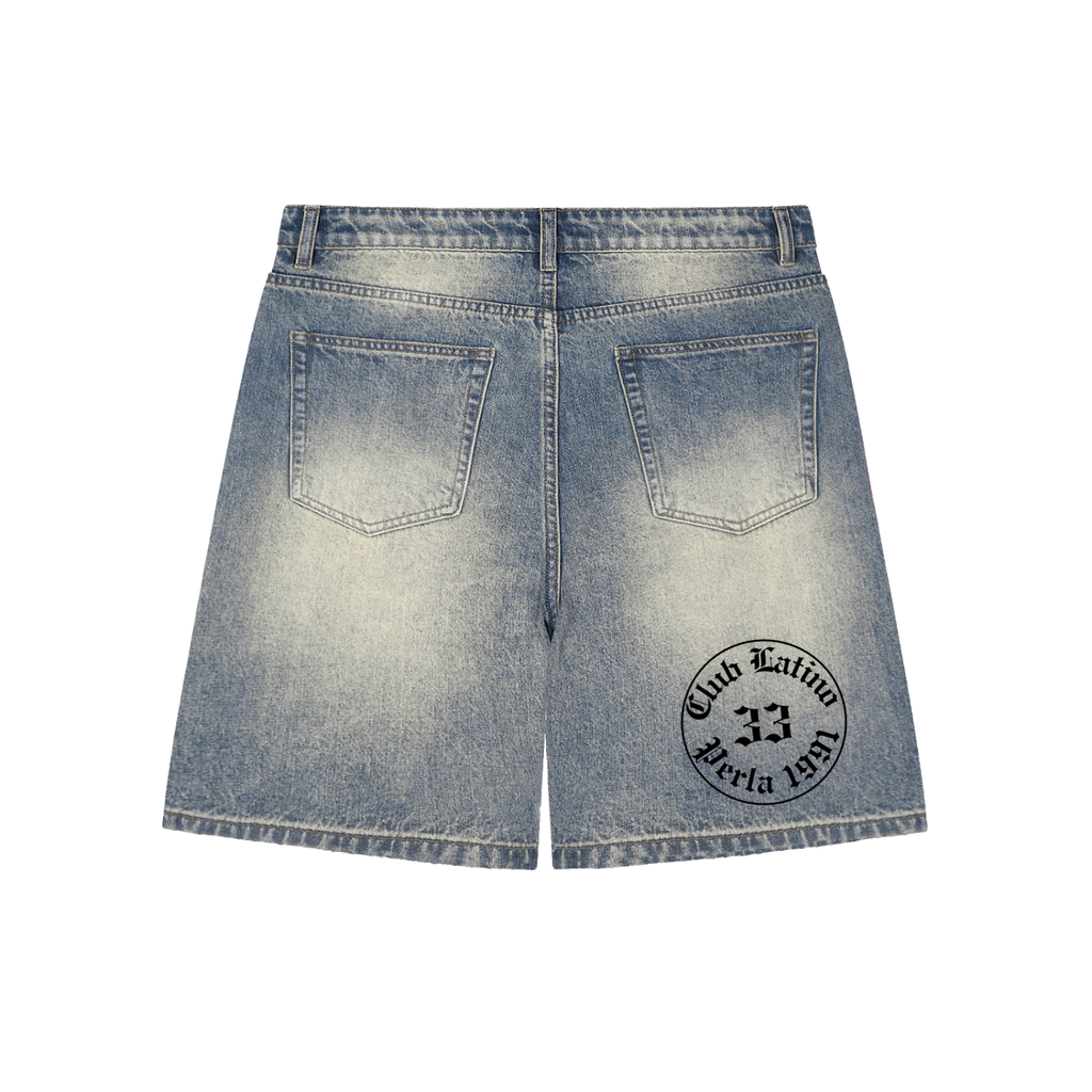 Faded Distressed Baggy Denim Shorts