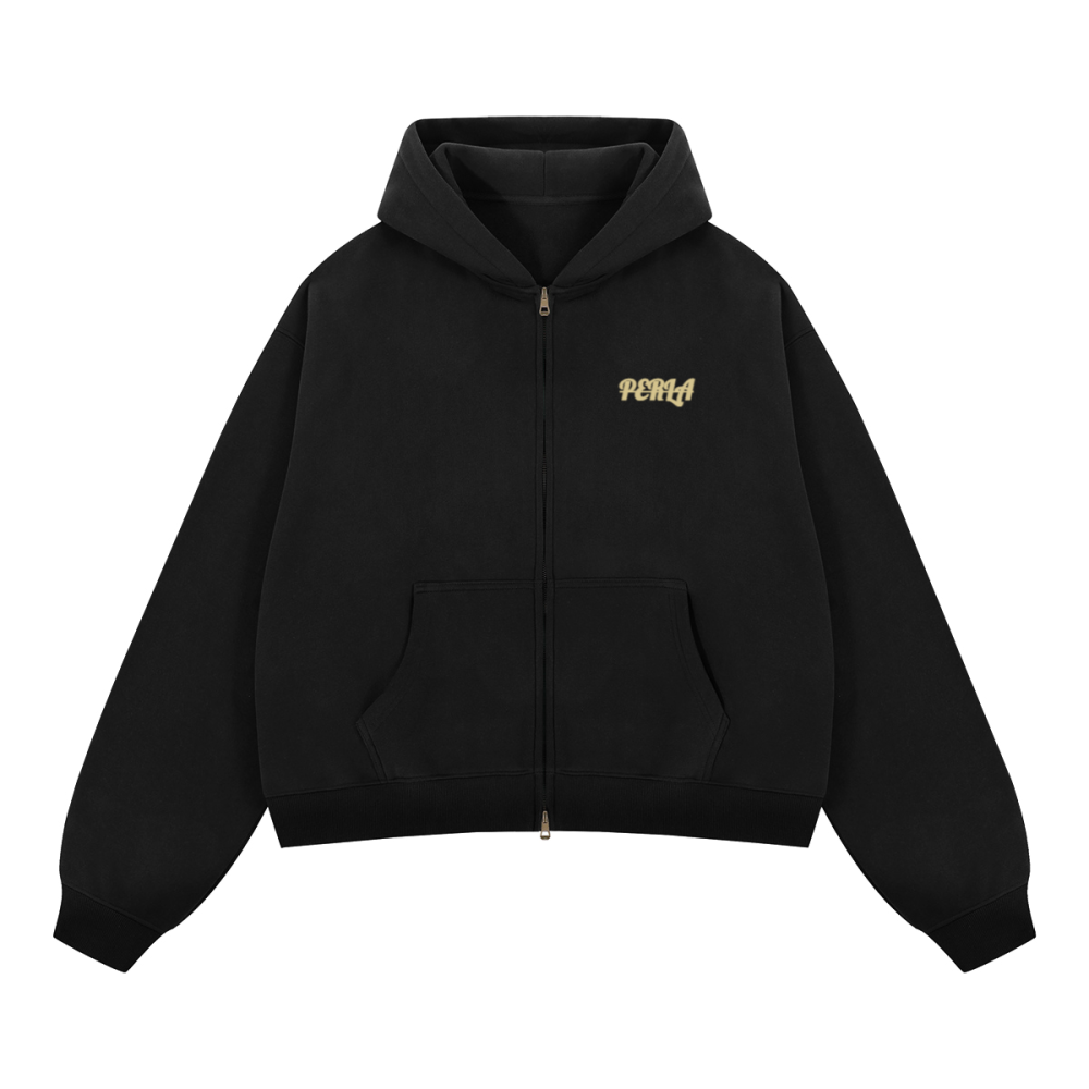 Unisex Boxy Cropped Fleece Zip-up Hoodie(380GSM)