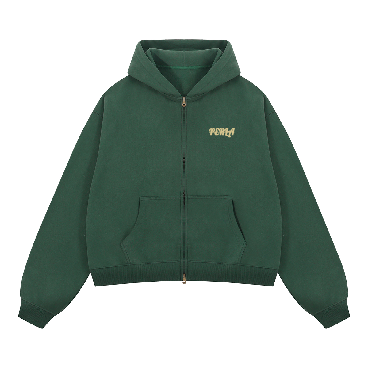 Unisex Boxy Cropped Fleece Zip-up Hoodie(380GSM)