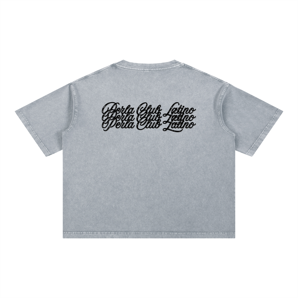 Club Latino Snow Wash Oversized Cropped Tee