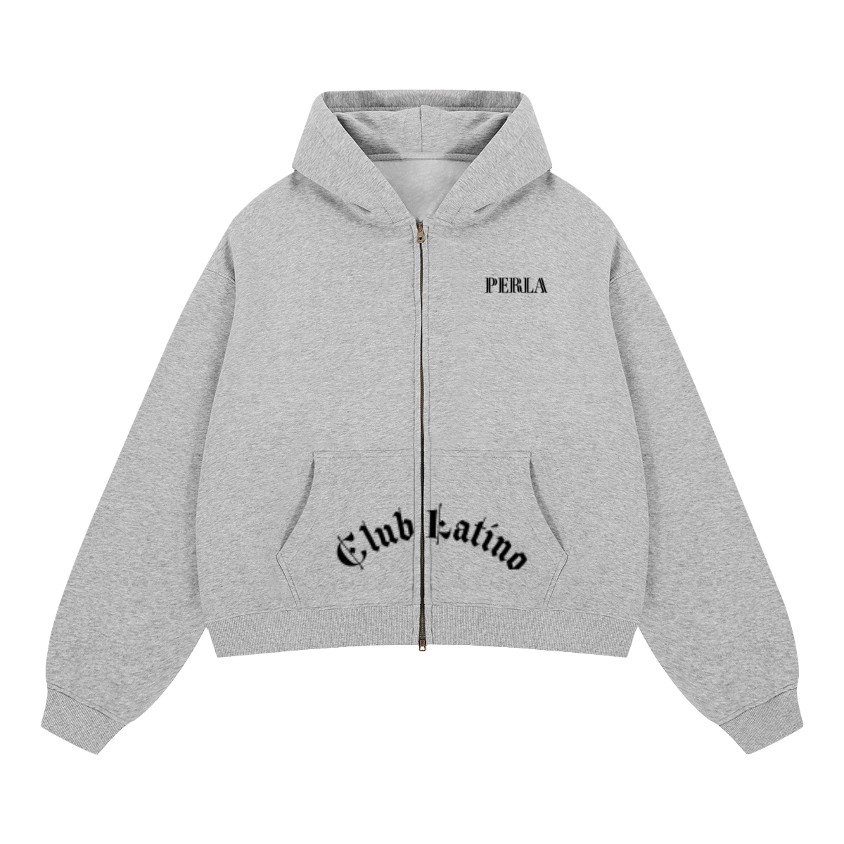 CLP Pocket Logo- Unisex Boxy Cropped Zip-up Hoodie