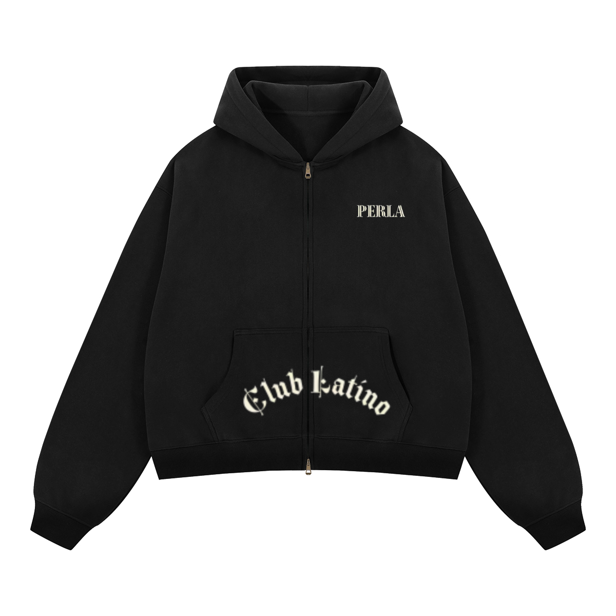 CLP Pocket Logo- Unisex Boxy Cropped Zip-up Hoodie