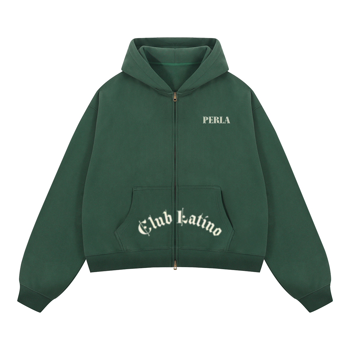 CLP Pocket Logo- Unisex Boxy Cropped Zip-up Hoodie