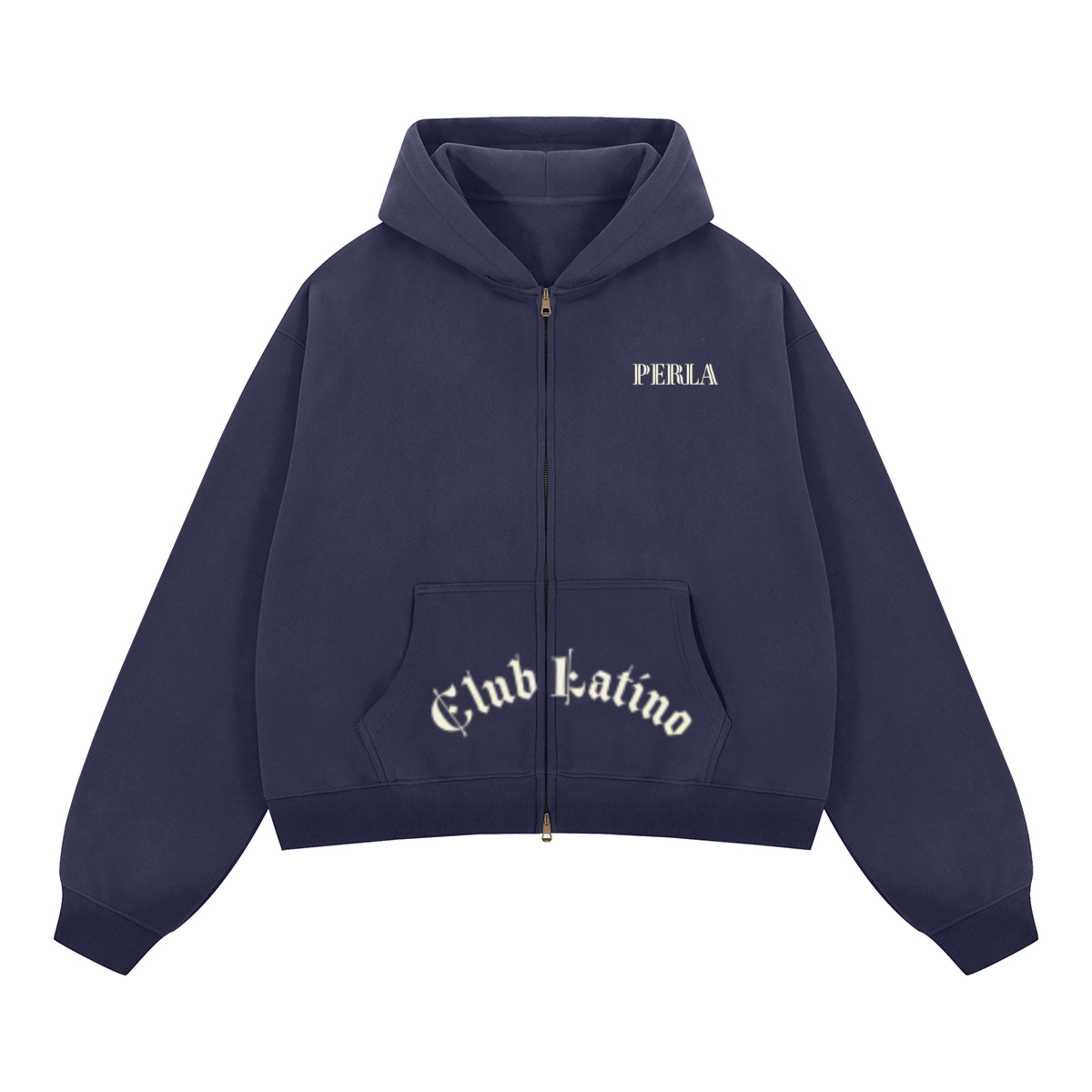 CLP Pocket Logo- Unisex Boxy Cropped Zip-up Hoodie