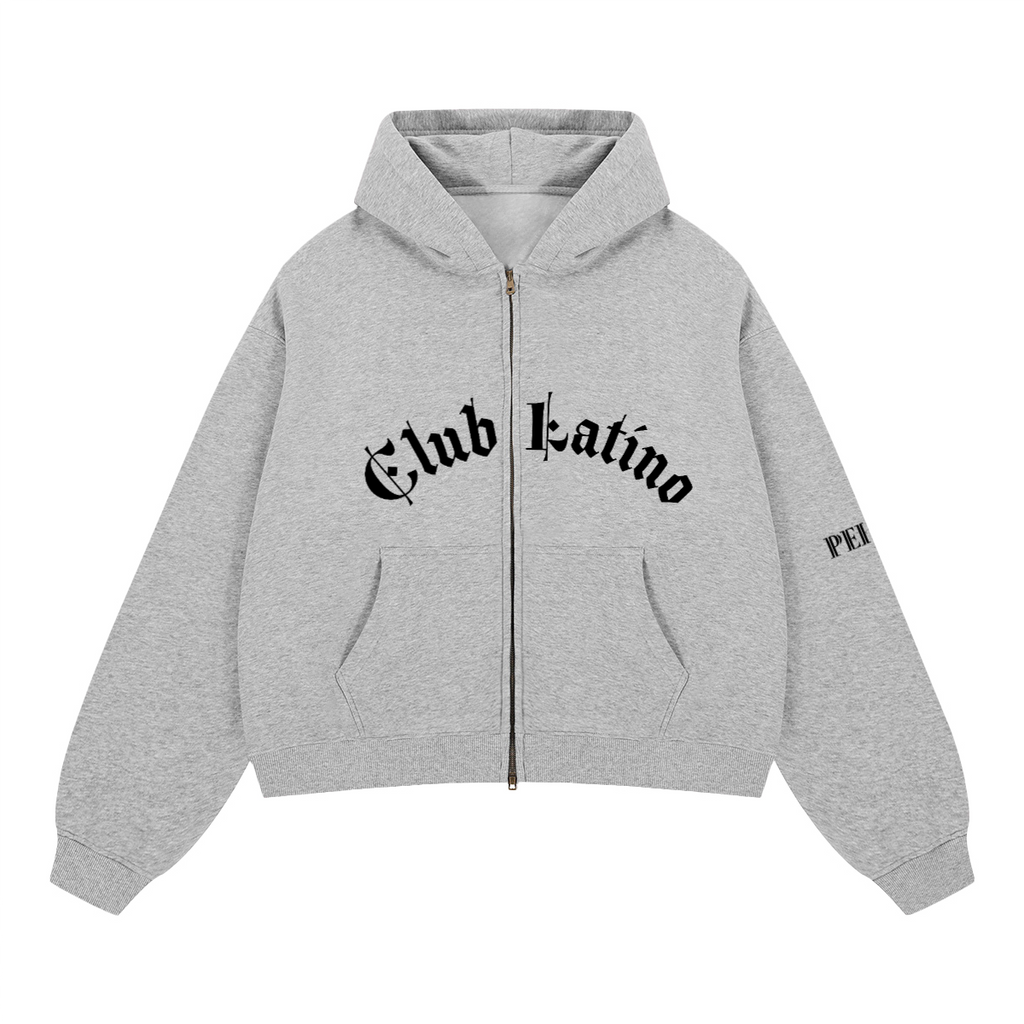 Boxy Cropped Fleece Zip-Up Hoodie – 380GSM