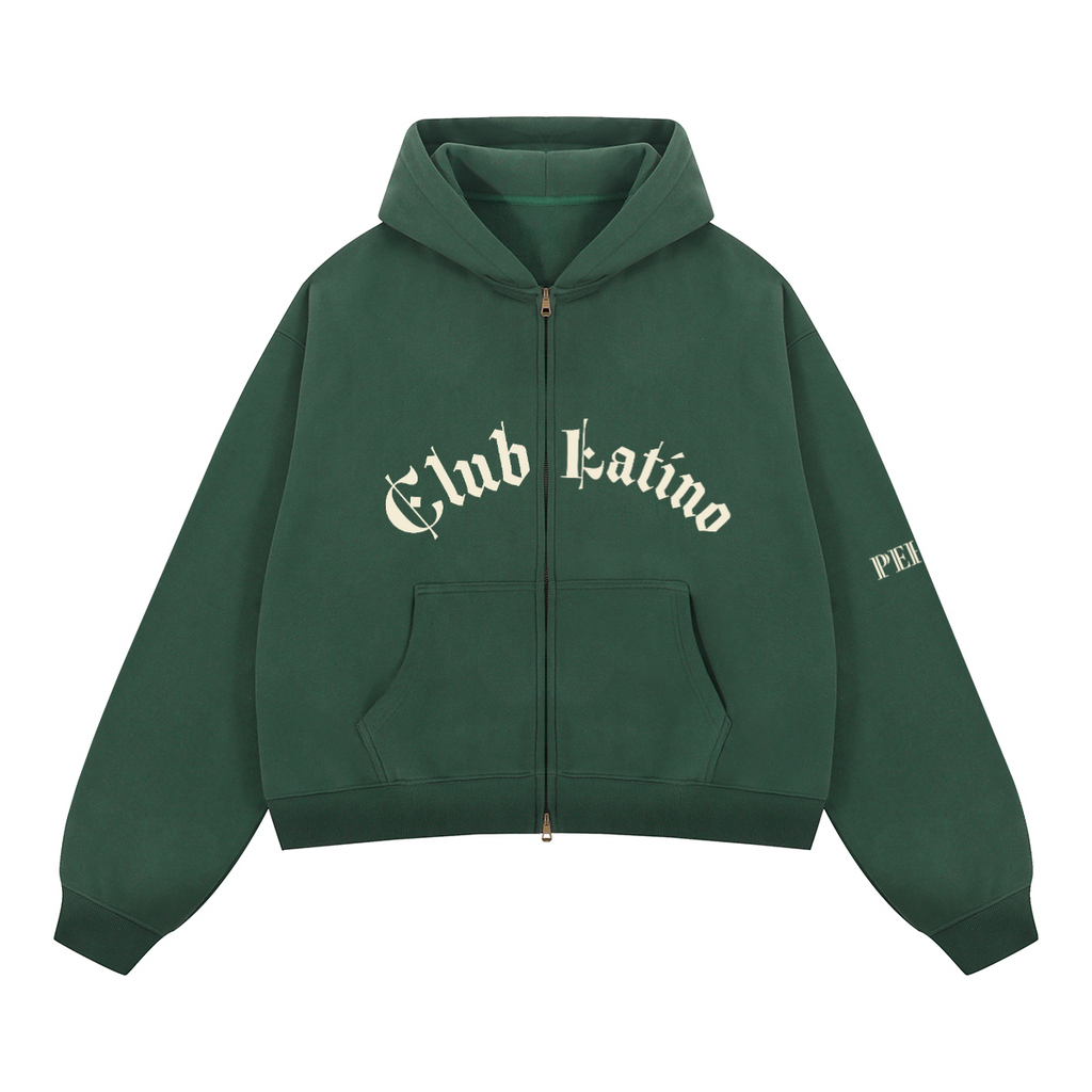 Boxy Cropped Fleece Zip-Up Hoodie – 380GSM