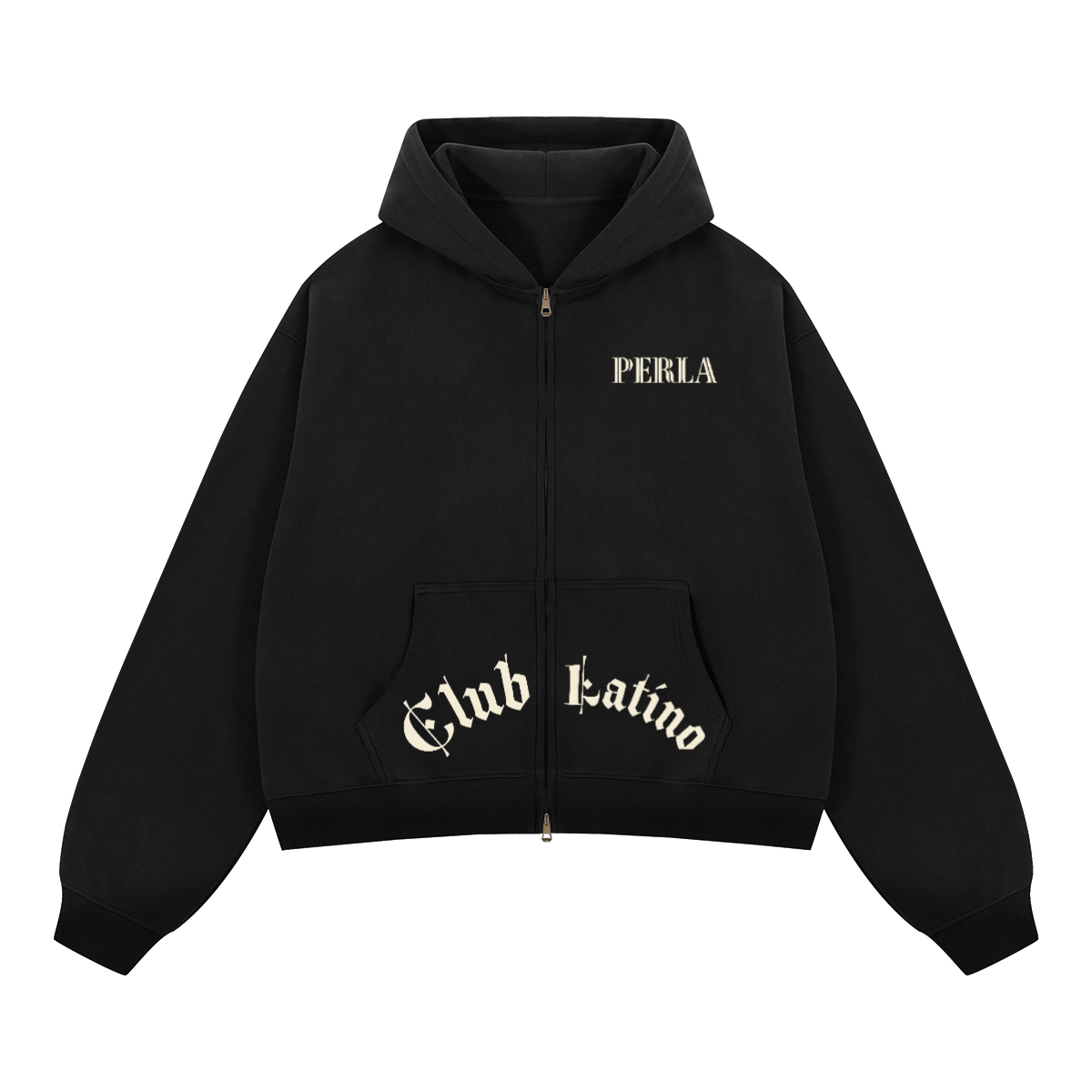 Cropped Zip Up Hoodie - Boxy Unisex Club Latino 2.0 Streetwear | PERLA