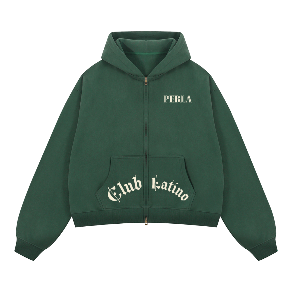 Cropped Zip Up Hoodie - Boxy Unisex Club Latino 2.0 Streetwear | PERLA