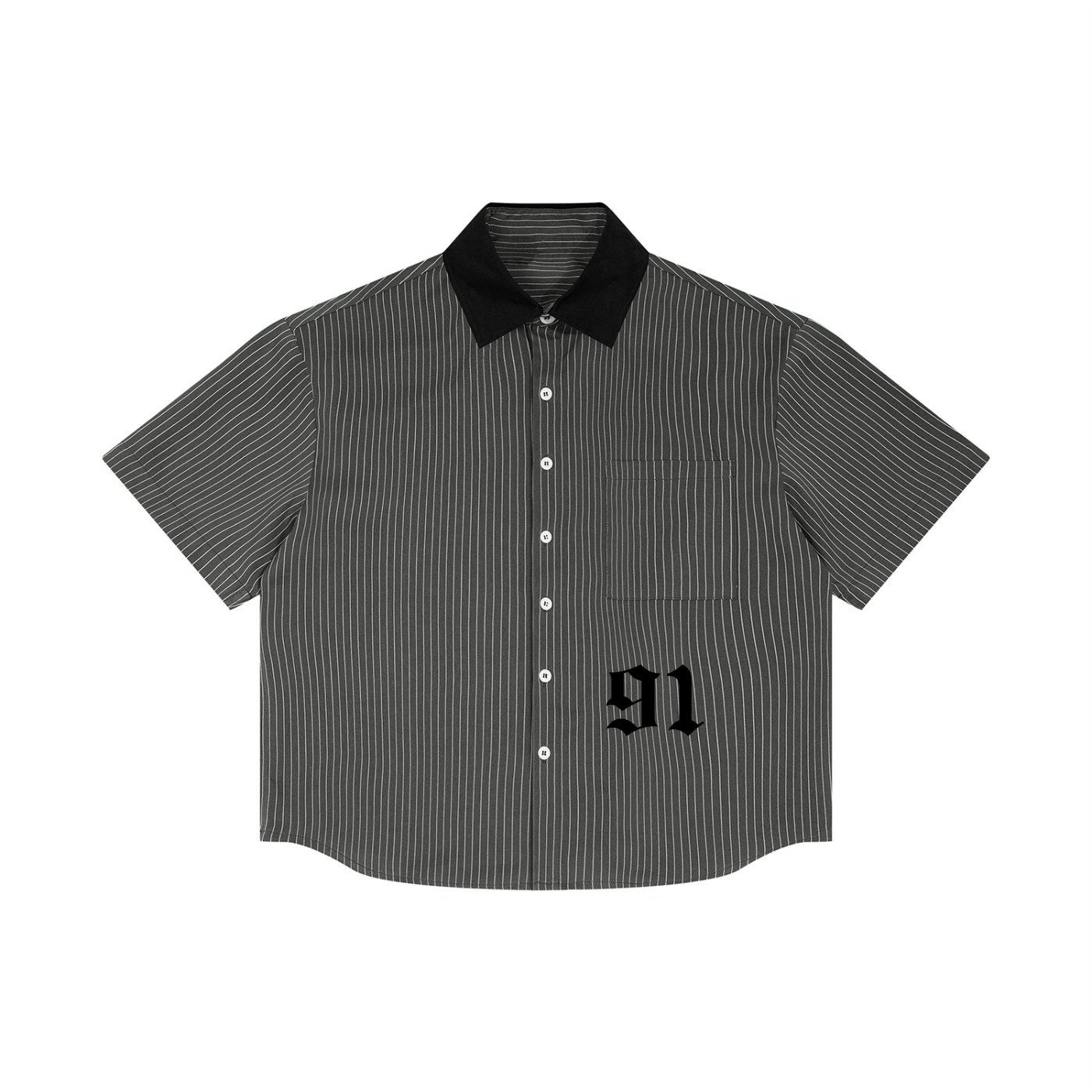 Striped Contrast Collar Boxy Shirt | PERLA