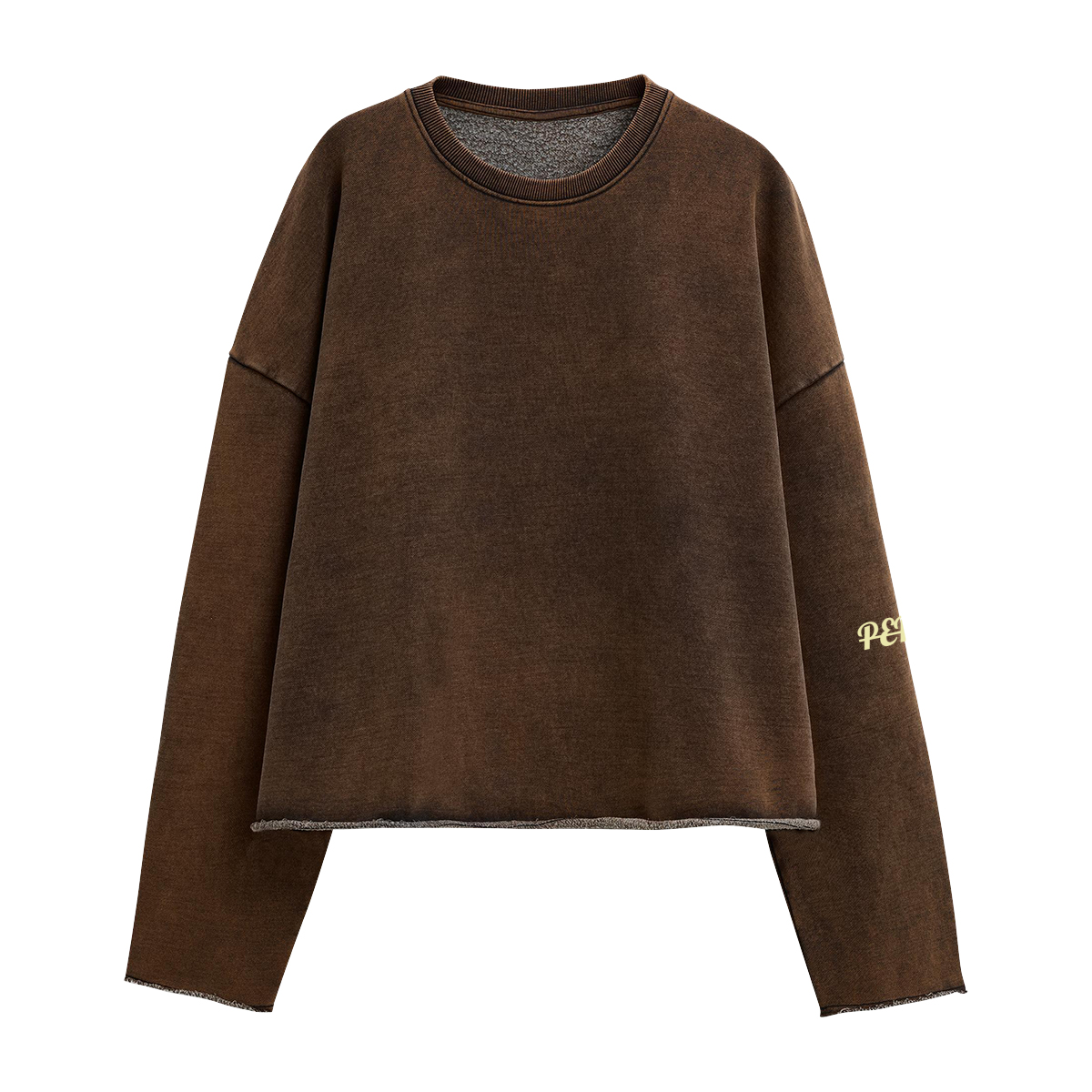 Oversized Cropped Hem Cut Crewneck