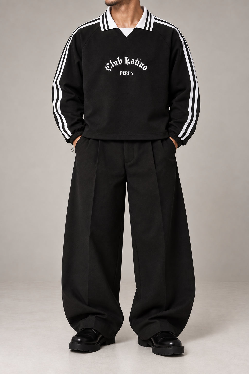 PERLA Contrast Collar Sweatshirt