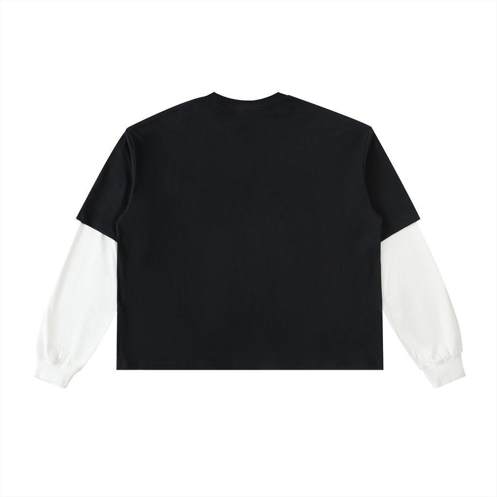 CLP Layered Contrast Sleeve Cotton T-Shirt