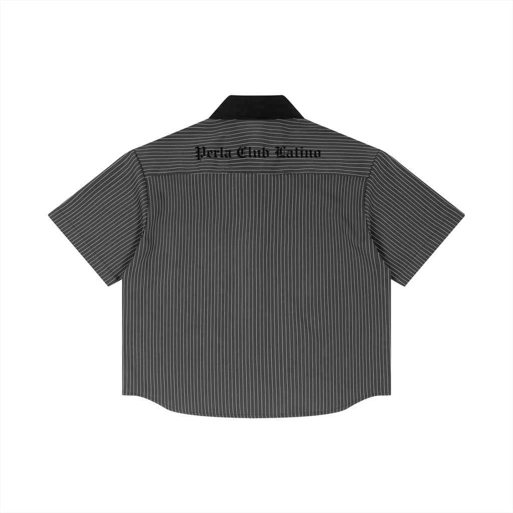 Striped Contrast Collar Boxy Shirt | PERLA