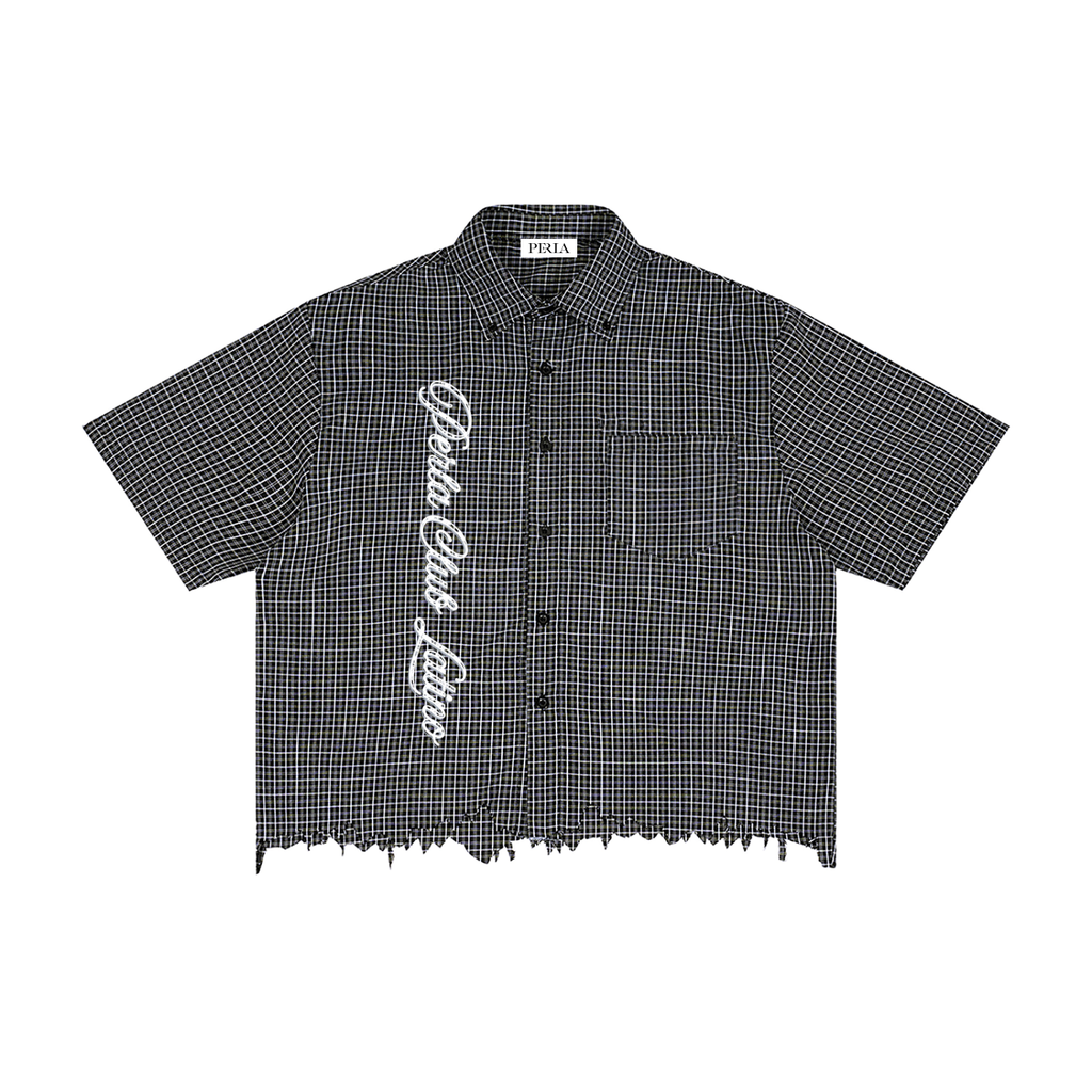 Club Latino Plaid Raw Hem Boxy Shirt | PERLA
