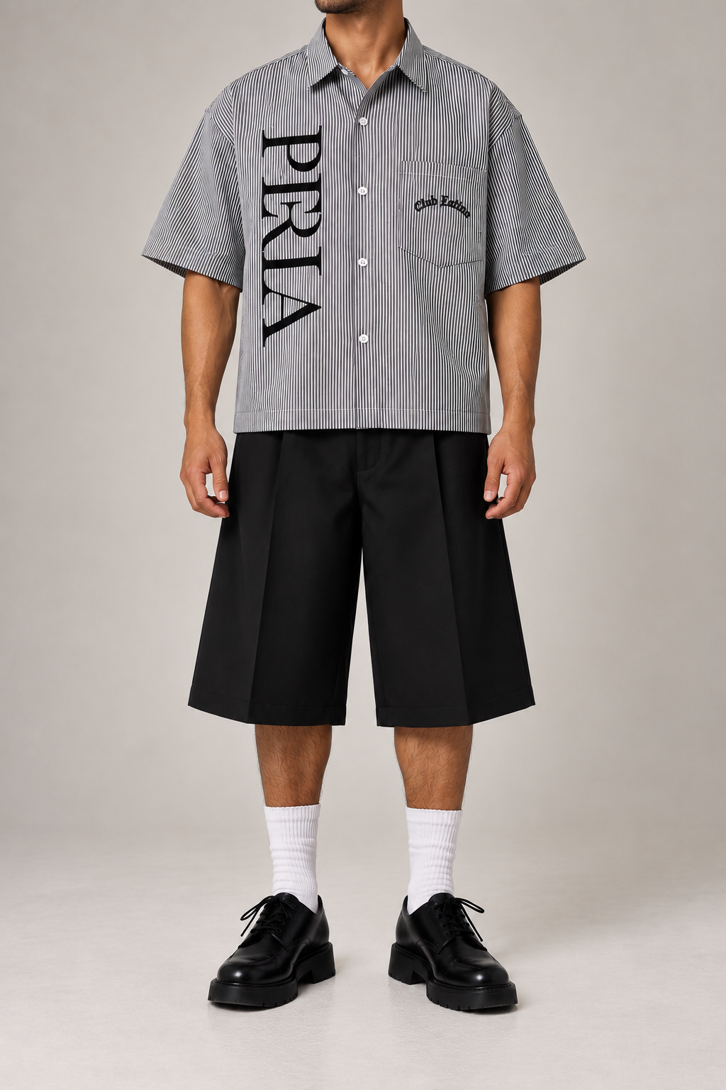 PERLA Vertical Stripe Boxy Shirt
