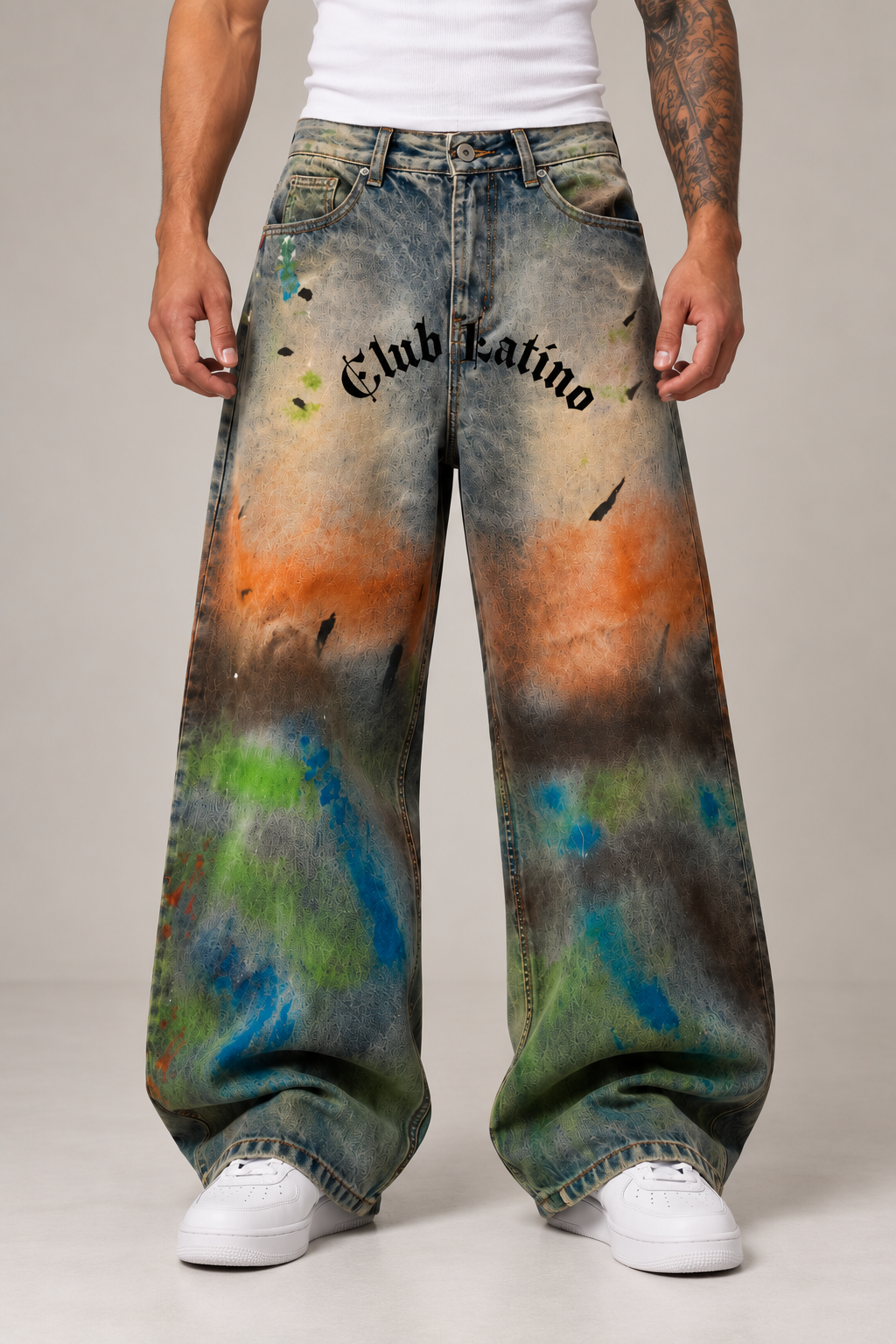 Relaxed Wide Fit Vintage Painted Denim – Unisex Streetwear | PERLA