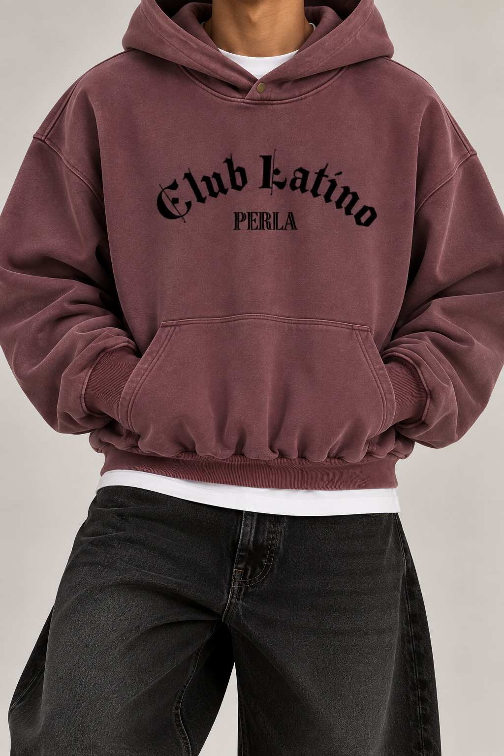 Club Latino 2.0 Vintage Washed Frayed-Hem Hoodie – Unisex Streetwear | PERLA