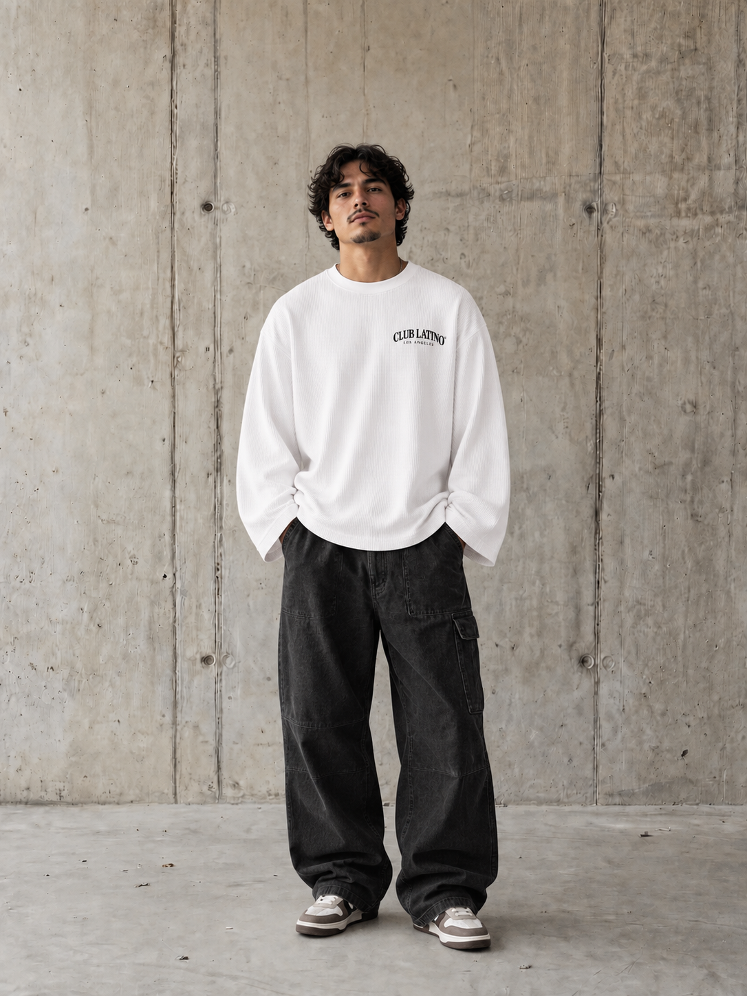 Club Latino Waffle Raw Edge Long Sleeve Shirt
