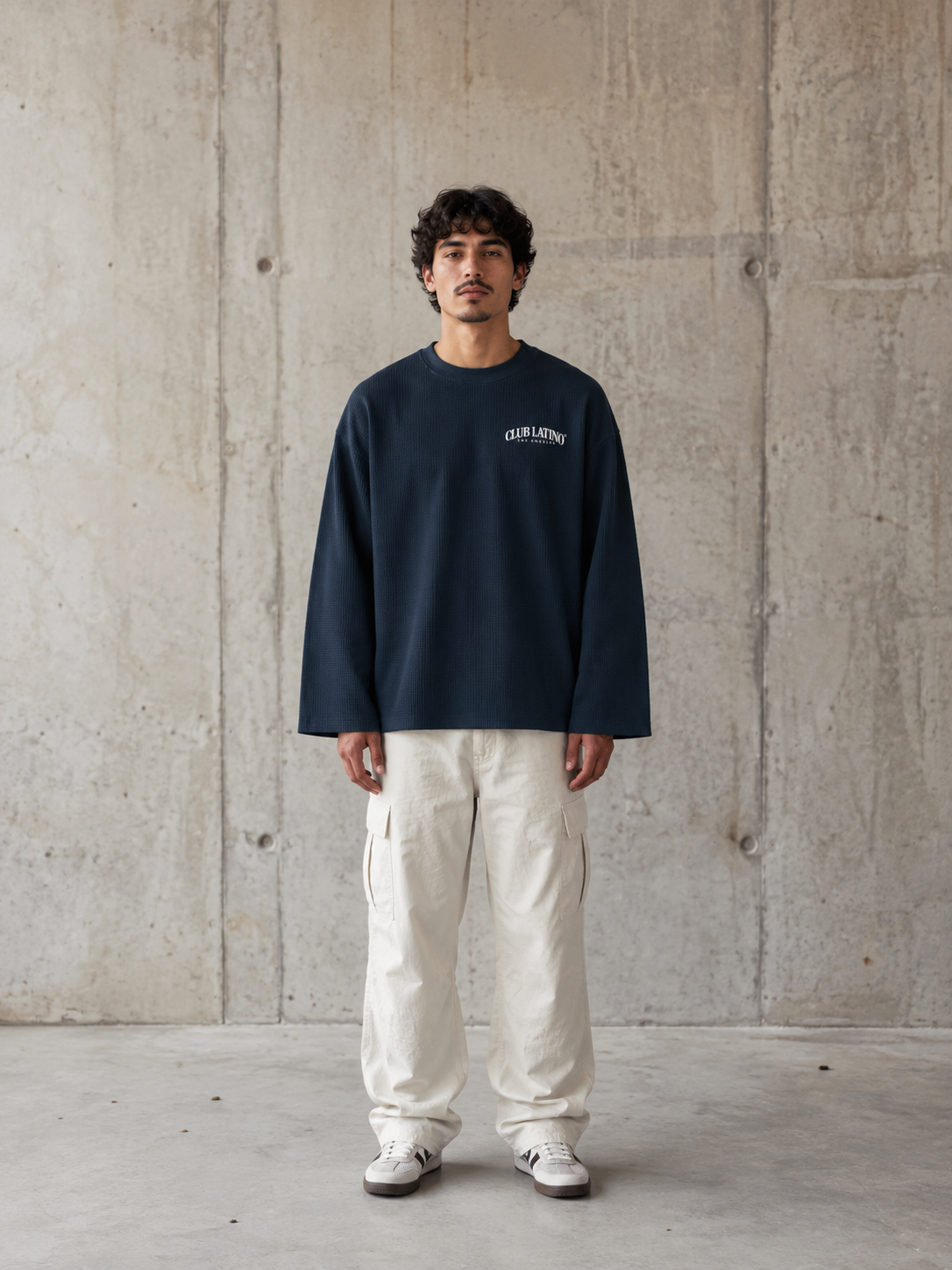 Club Latino Waffle Raw Edge Long Sleeve Shirt