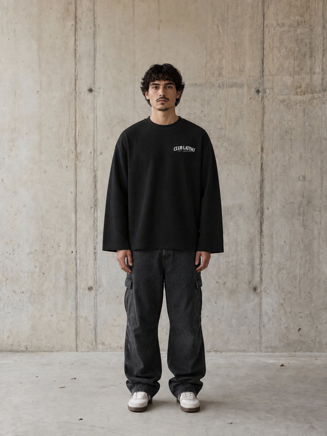 Club Latino Waffle Raw Edge Long Sleeve Shirt