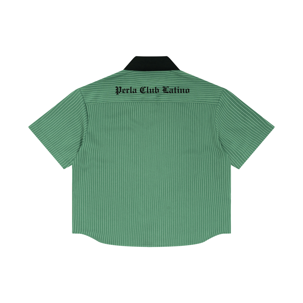 Striped Contrast Collar Boxy Shirt | PERLA