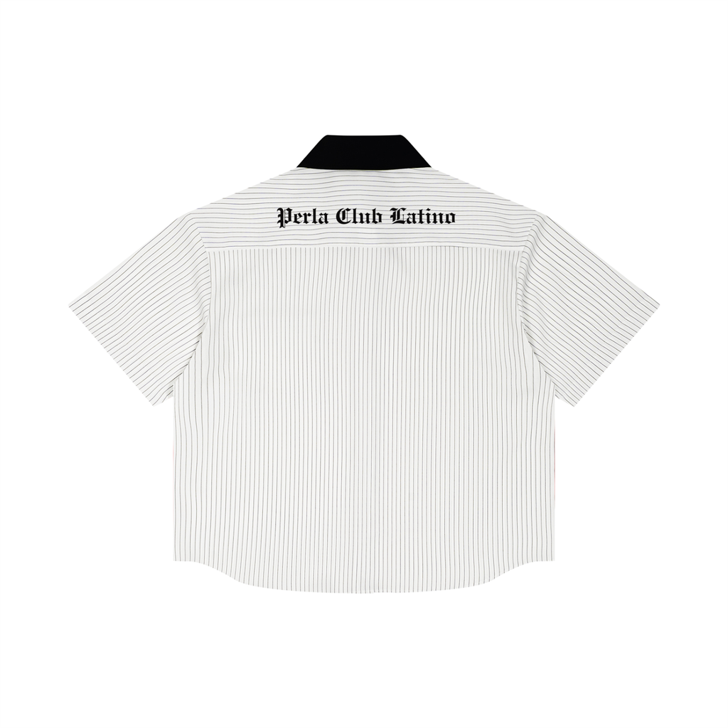Striped Contrast Collar Boxy Shirt | PERLA