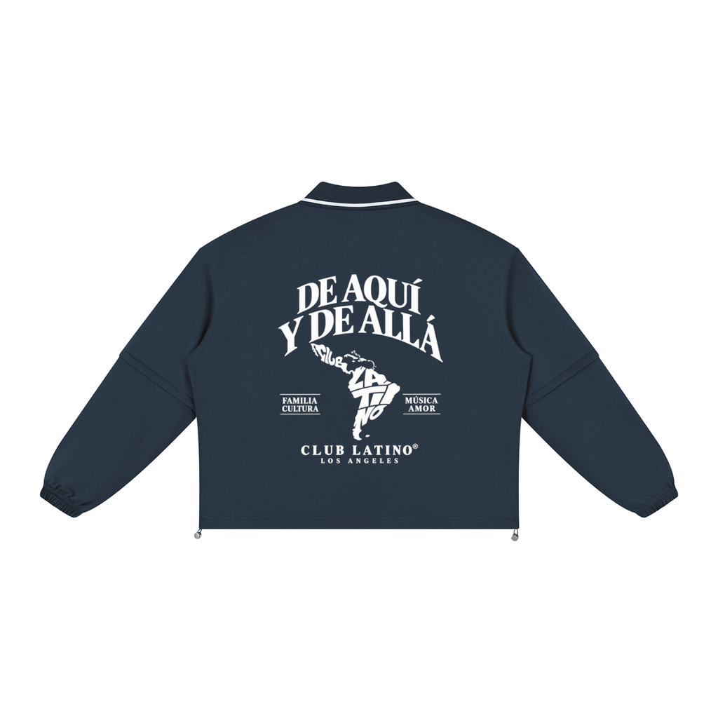Club Latino “De Aquí y De Allá” Boxy Collared Sweatshirt