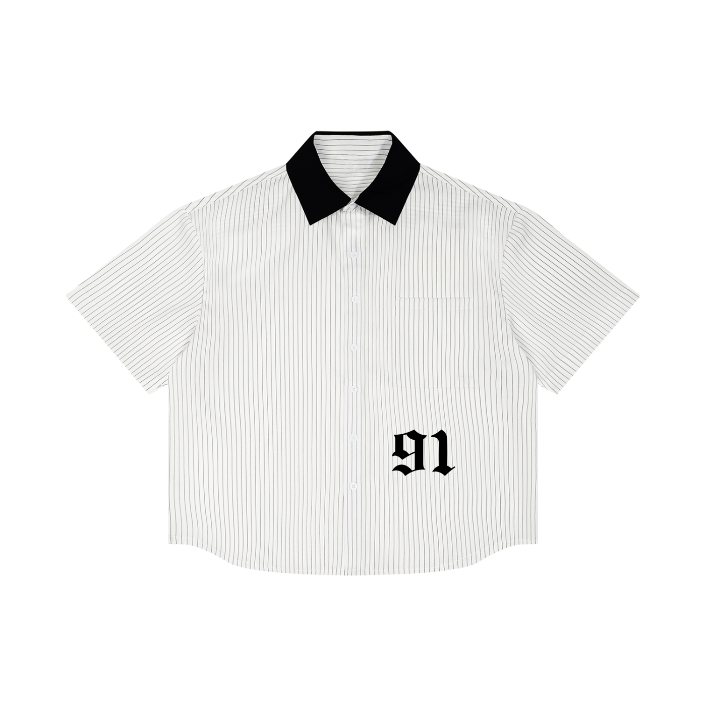 Striped Contrast Collar Boxy Shirt | PERLA