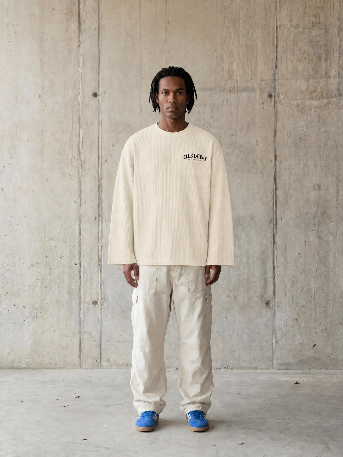 Club Latino Waffle Raw Edge Long Sleeve Shirt
