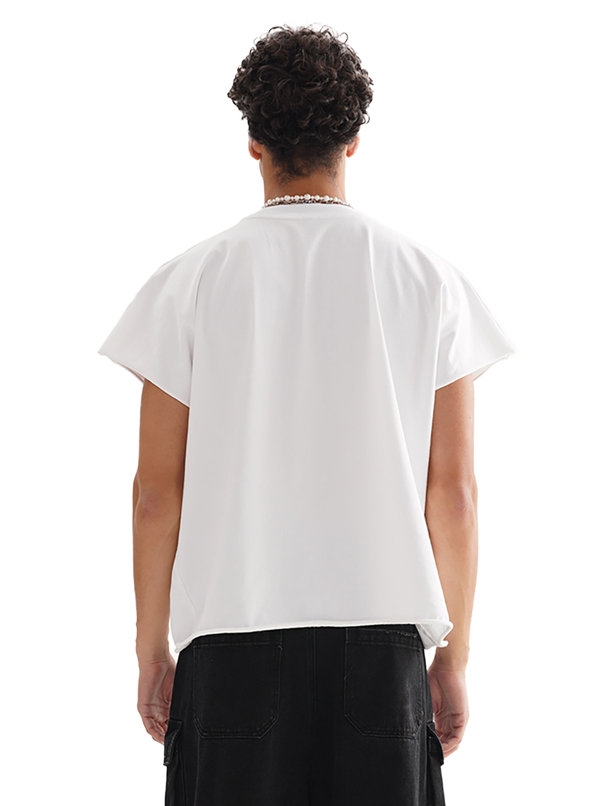Unisex Boxy Hem Cut Off T-Shirt