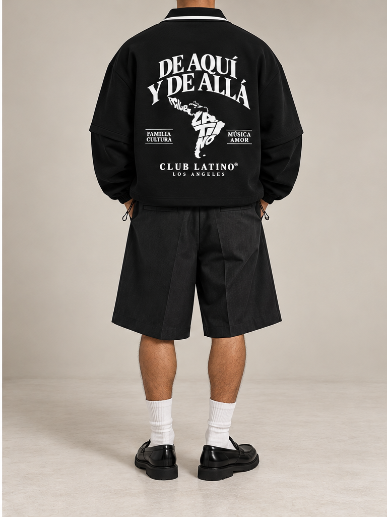 Club Latino “De Aquí y De Allá” Boxy Collared Sweatshirt